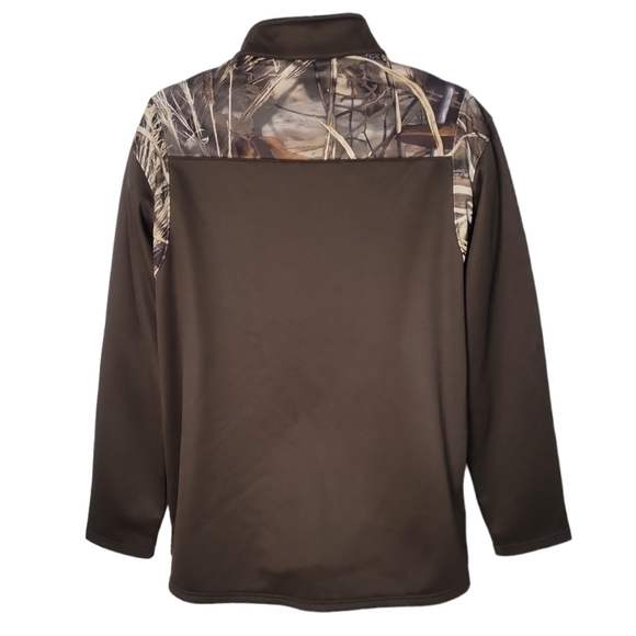 HABIT Fleece ¼  Zip Hunting Outdoor Woods Brown Camo Pullover - Men's - Picture 4 of 4